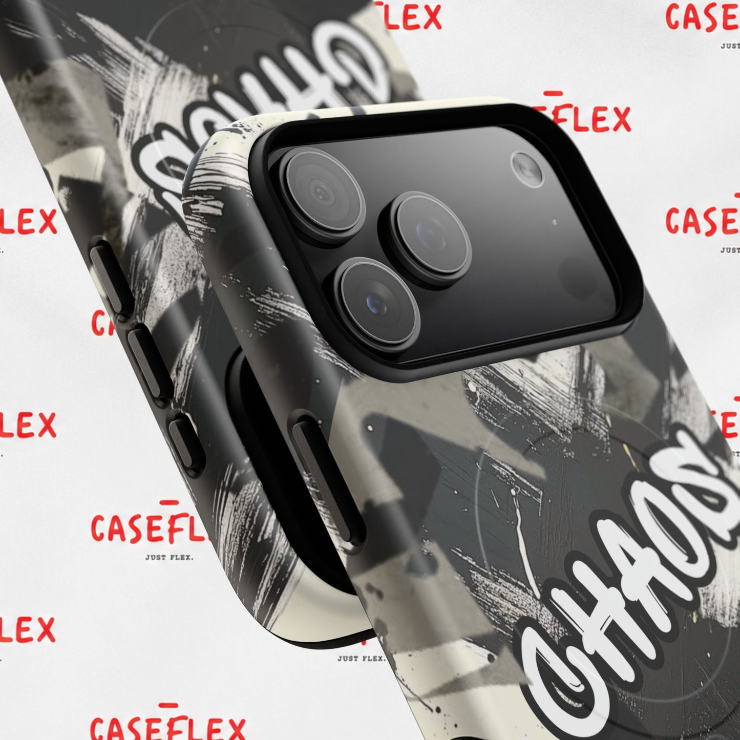 Black & White 'CHAOS' Graphic Tough Magnetic Case