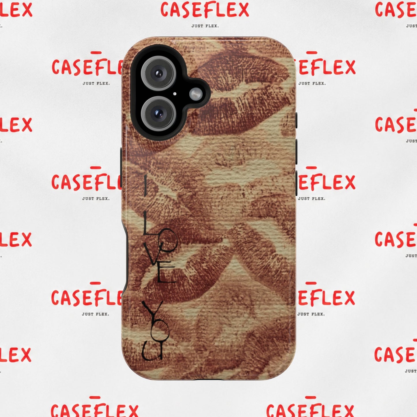 Kiss Print Impact-Resistant Phone Case — 'Love You' Vintage Lip Pattern