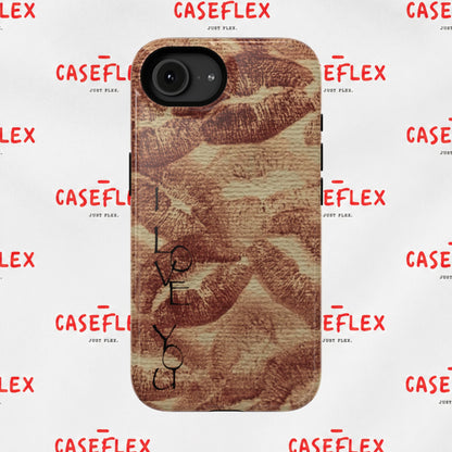Kiss Print Impact-Resistant Phone Case — 'Love You' Vintage Lip Pattern