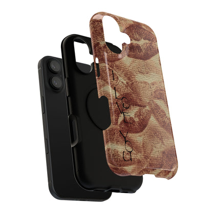 Kiss Print Impact-Resistant Phone Case — 'Love You' Vintage Lip Pattern