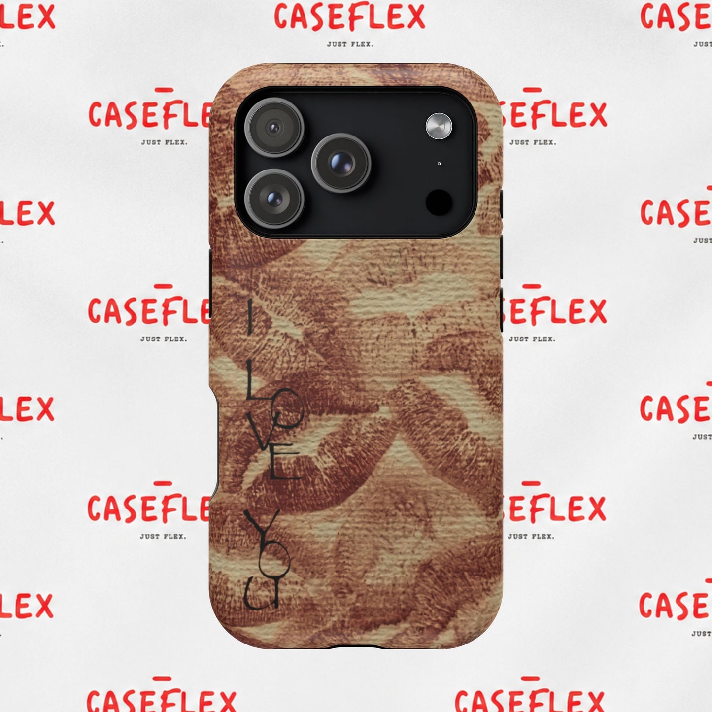 Kiss Print Impact-Resistant Phone Case — 'Love You' Vintage Lip Pattern