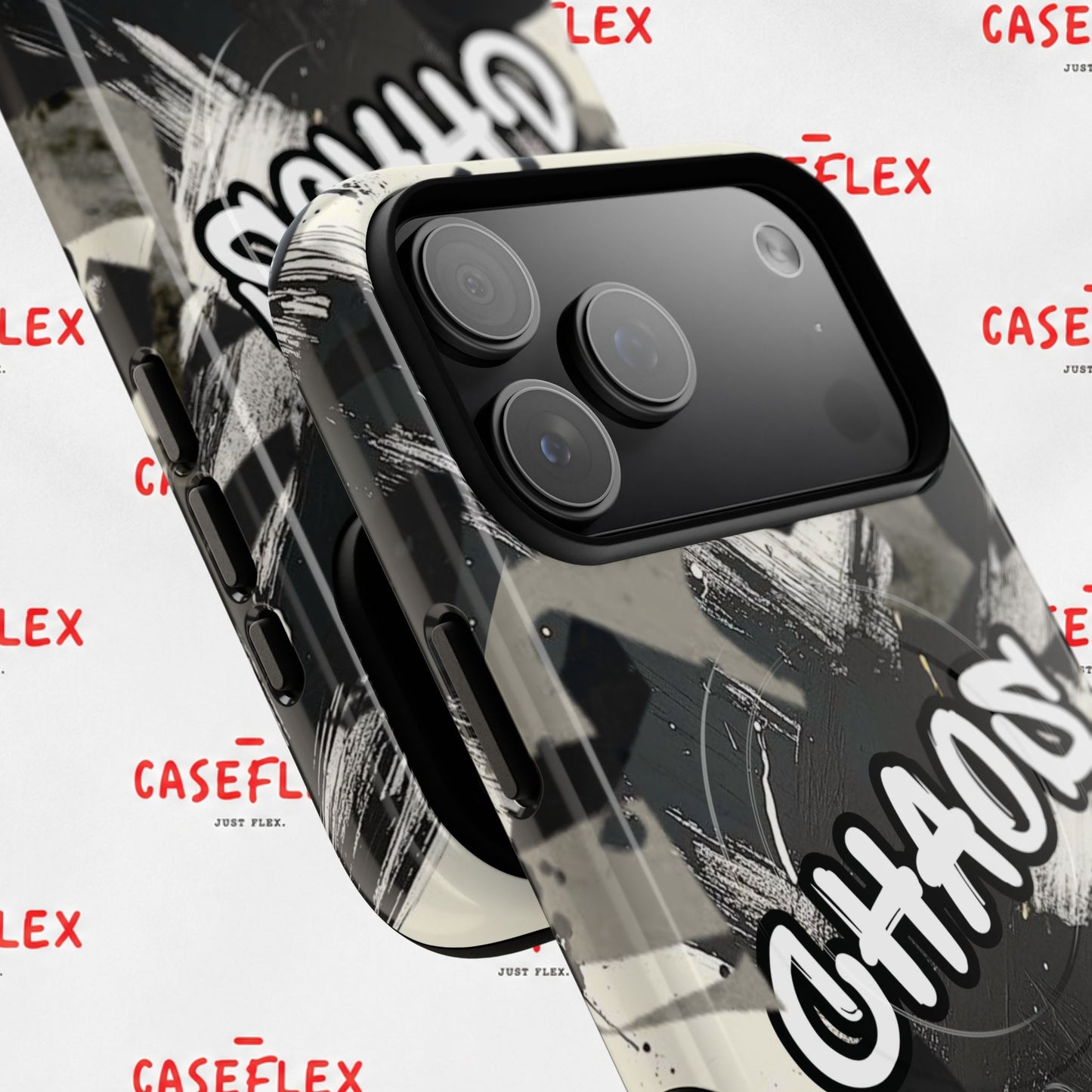 Black & White 'CHAOS' Graphic Tough Magnetic Case