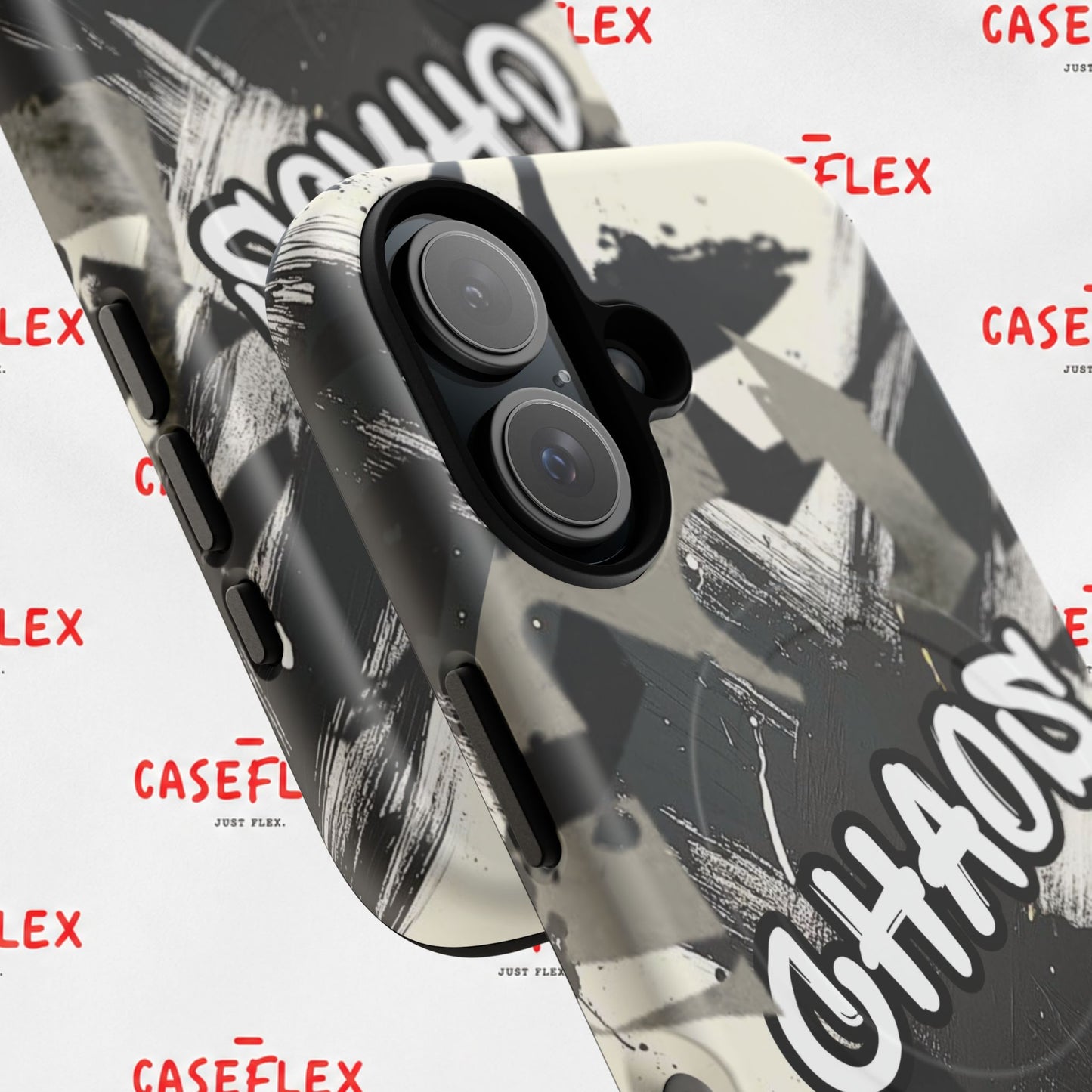 Black & White 'CHAOS' Graphic Tough Magnetic Case