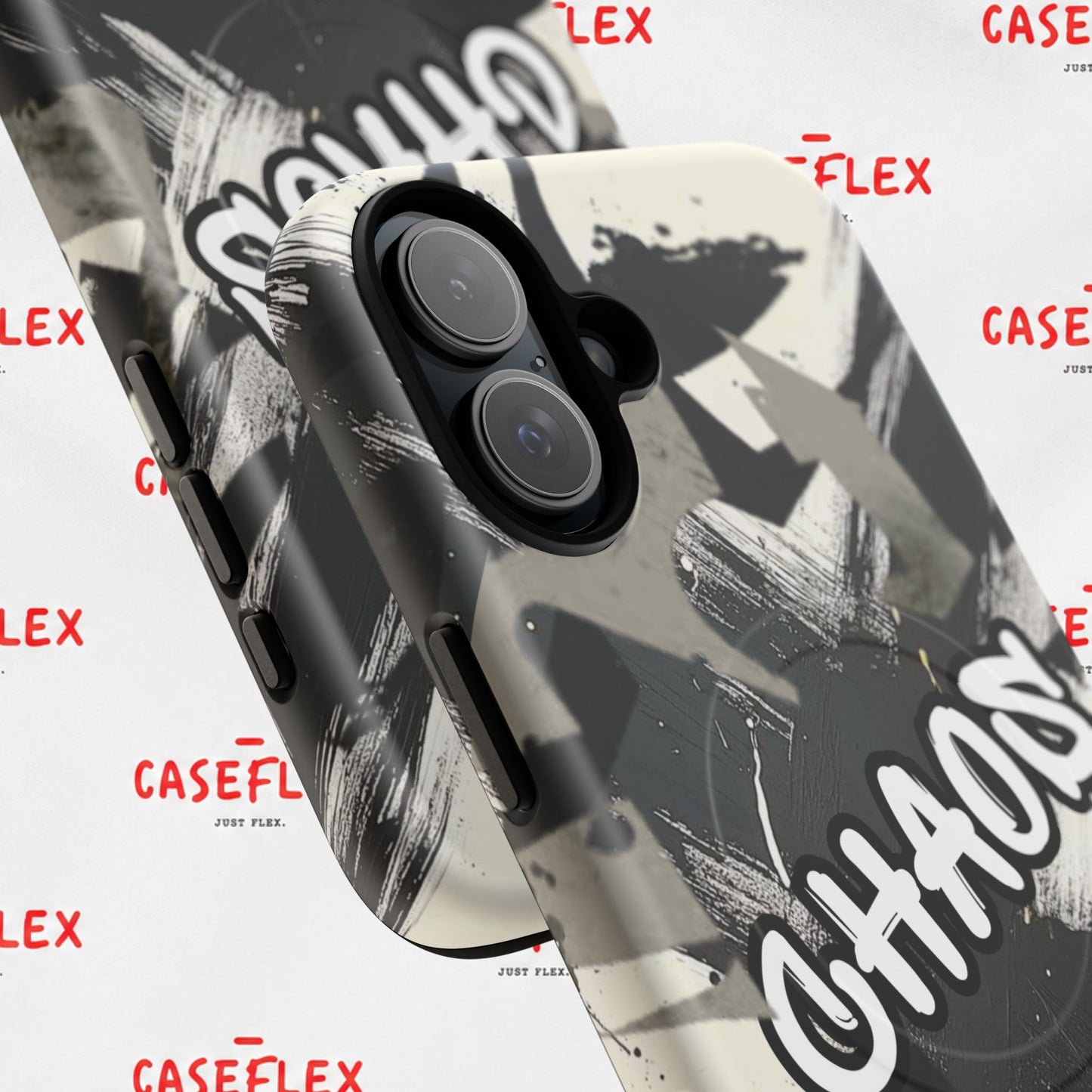 Black & White 'CHAOS' Graphic Tough Magnetic Case