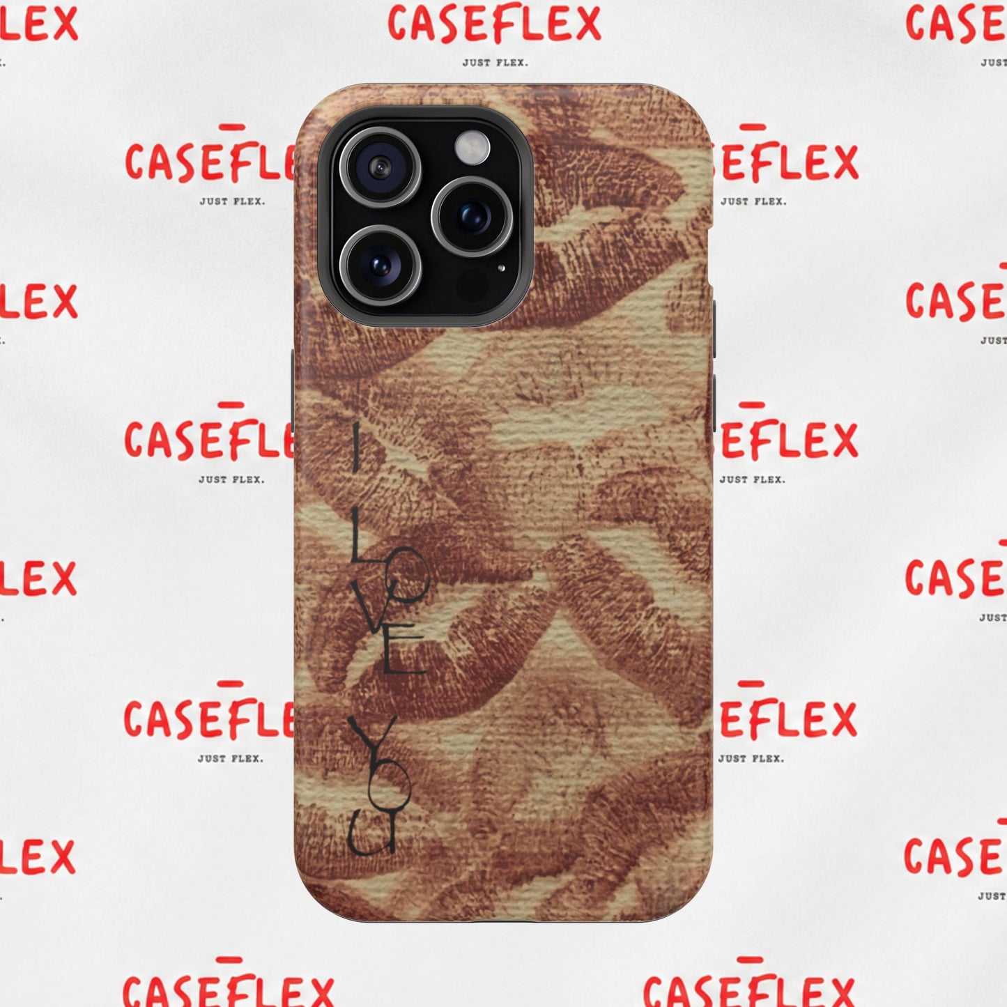 Kiss Print Impact-Resistant Phone Case — 'Love You' Vintage Lip Pattern