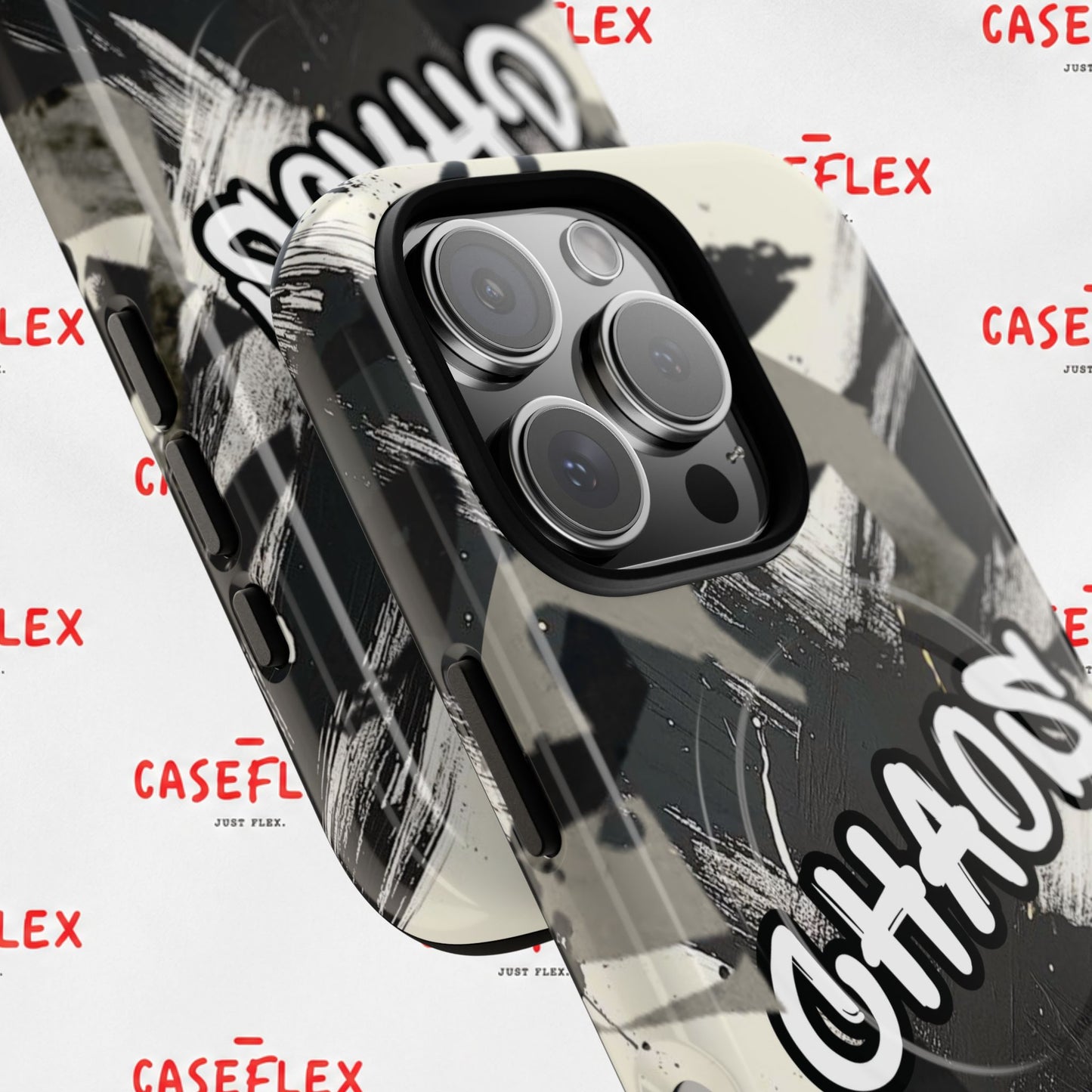 Black & White 'CHAOS' Graphic Tough Magnetic Case