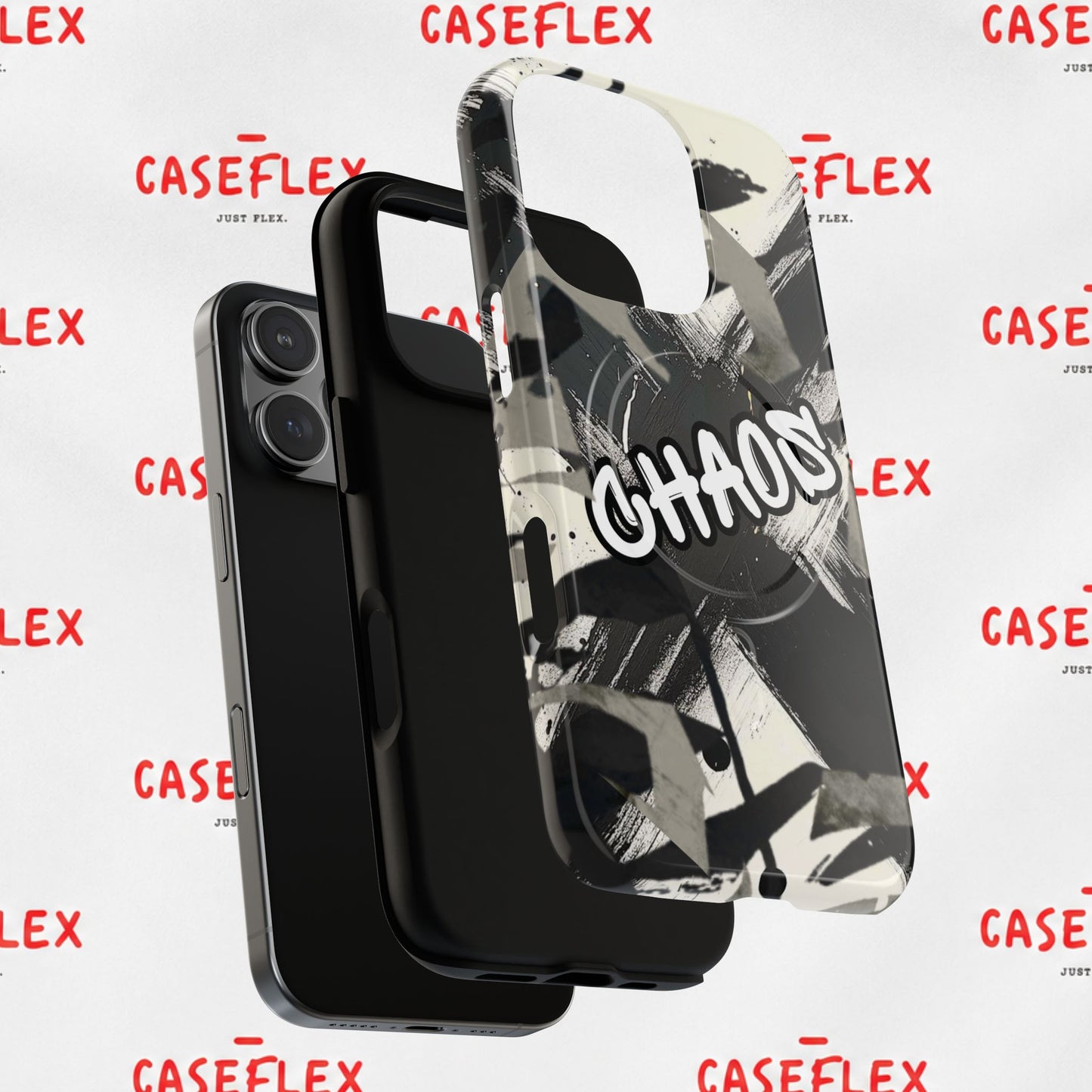 Black & White 'CHAOS' Graphic Tough Magnetic Case