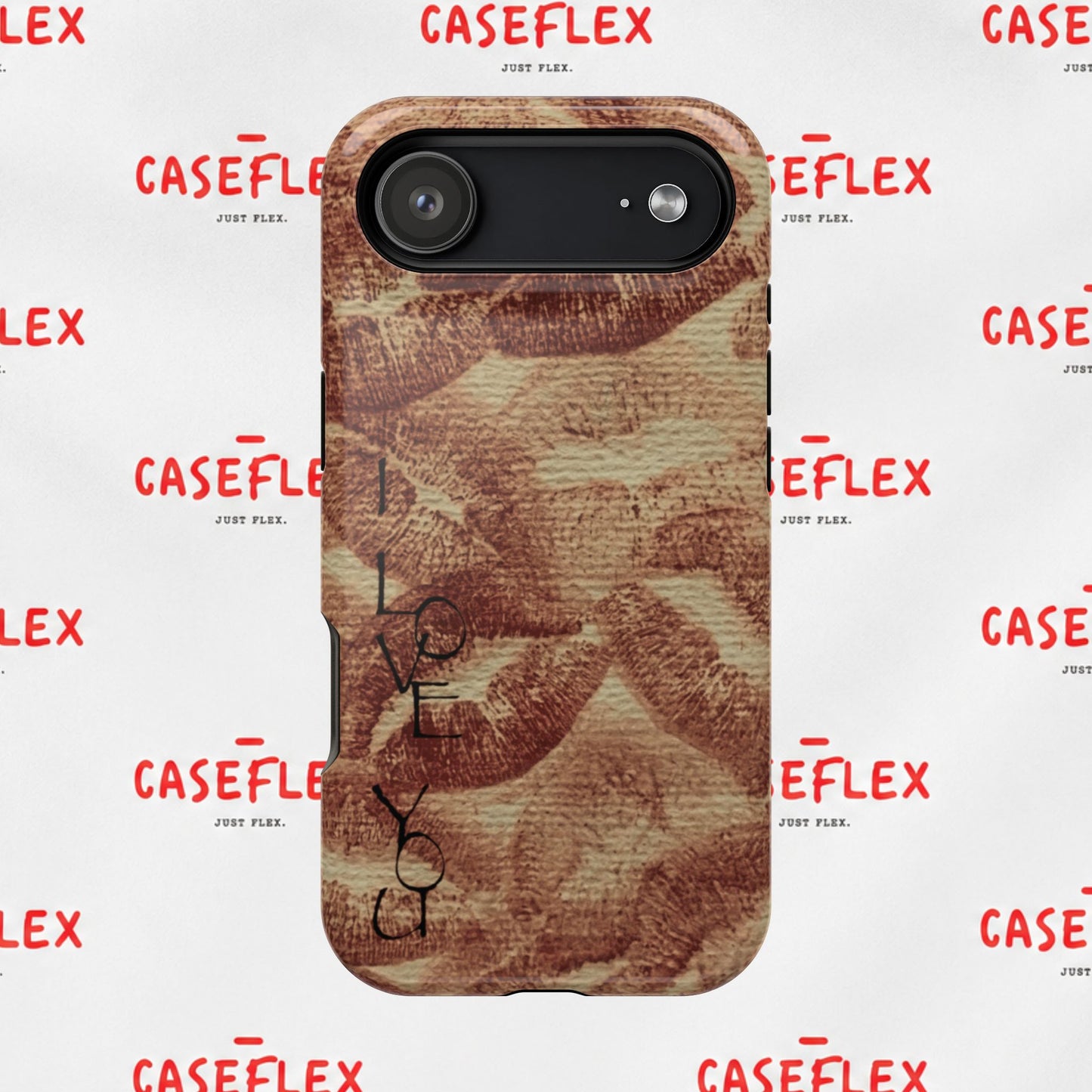 Kiss Print Impact-Resistant Phone Case — 'Love You' Vintage Lip Pattern