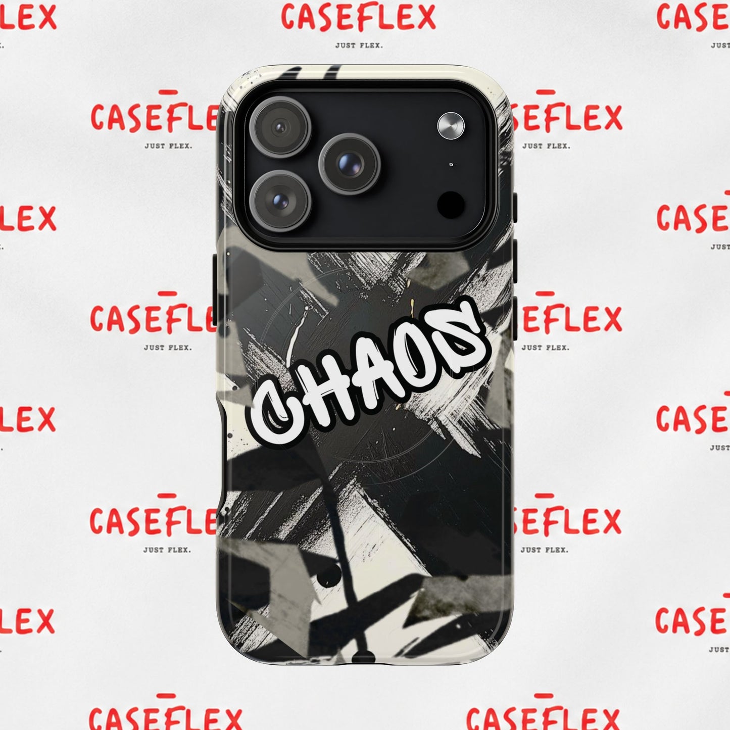 Black & White 'CHAOS' Graphic Tough Magnetic Case