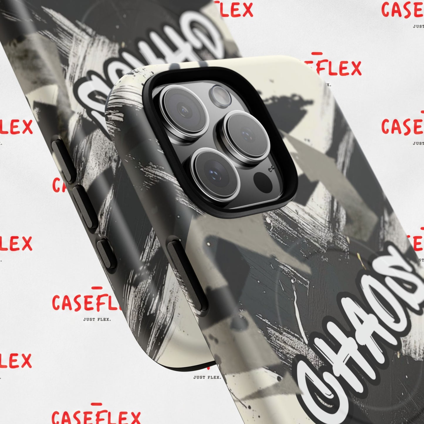 Black & White 'CHAOS' Graphic Tough Magnetic Case