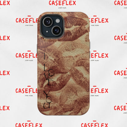 Kiss Print Impact-Resistant Phone Case — 'Love You' Vintage Lip Pattern