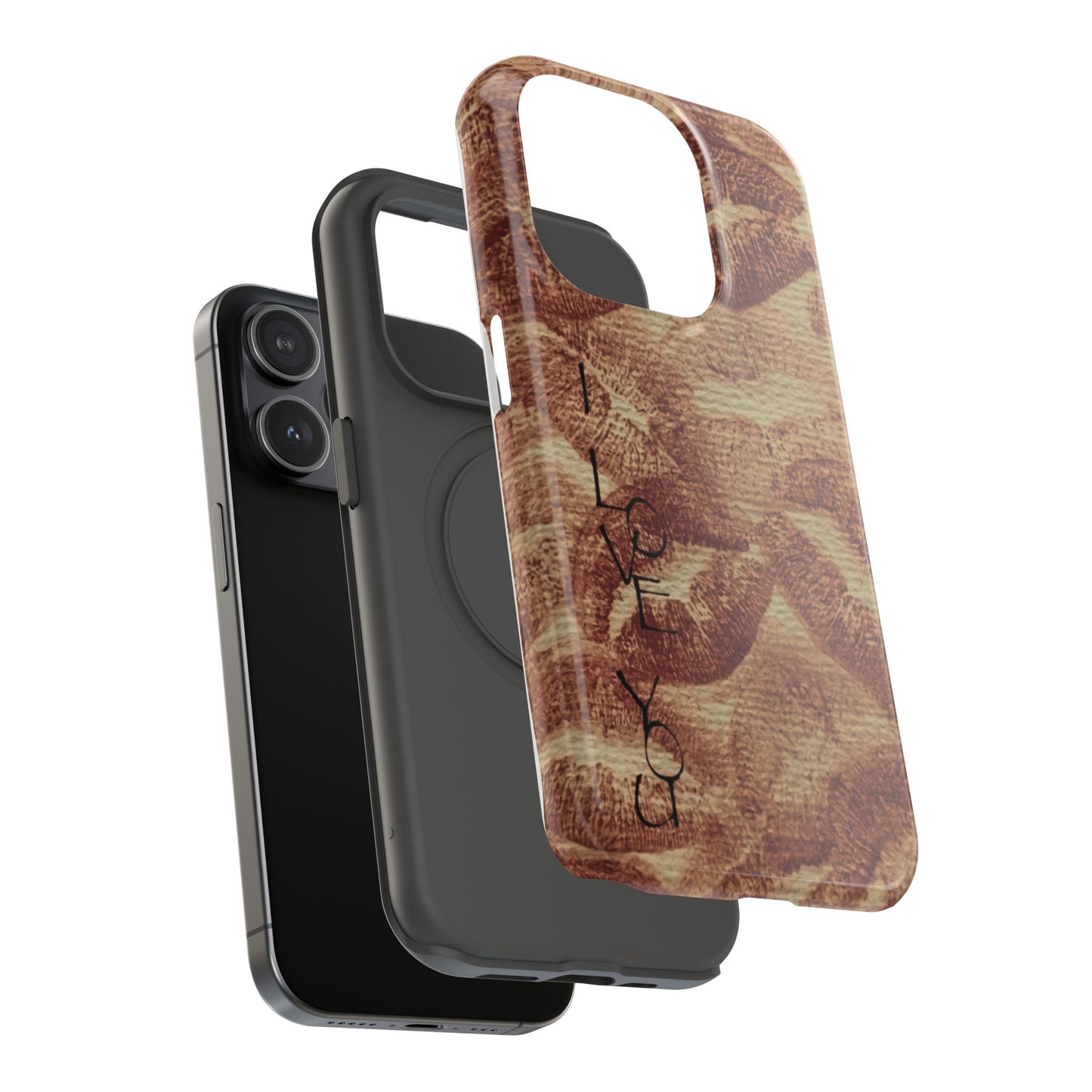 Kiss Print Impact-Resistant Phone Case — 'Love You' Vintage Lip Pattern