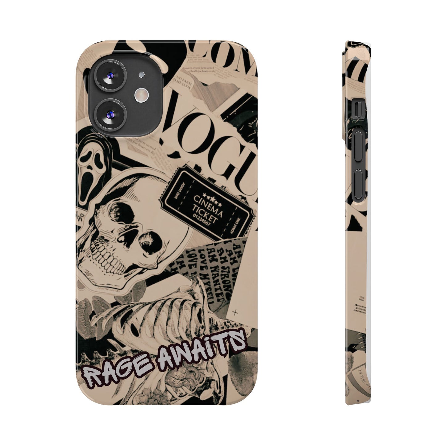 Rage Awaits Skull Collage Slim Phone Case — Magnetic Impact Protection