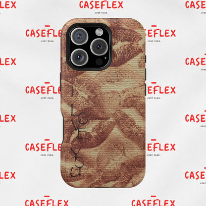 Kiss Print Impact-Resistant Phone Case — 'Love You' Vintage Lip Pattern
