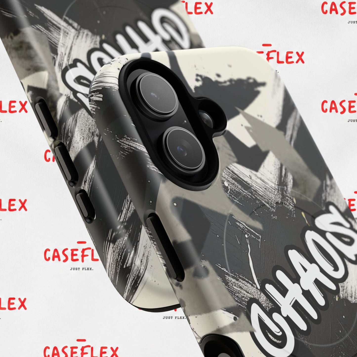 Black & White 'CHAOS' Graphic Tough Magnetic Case