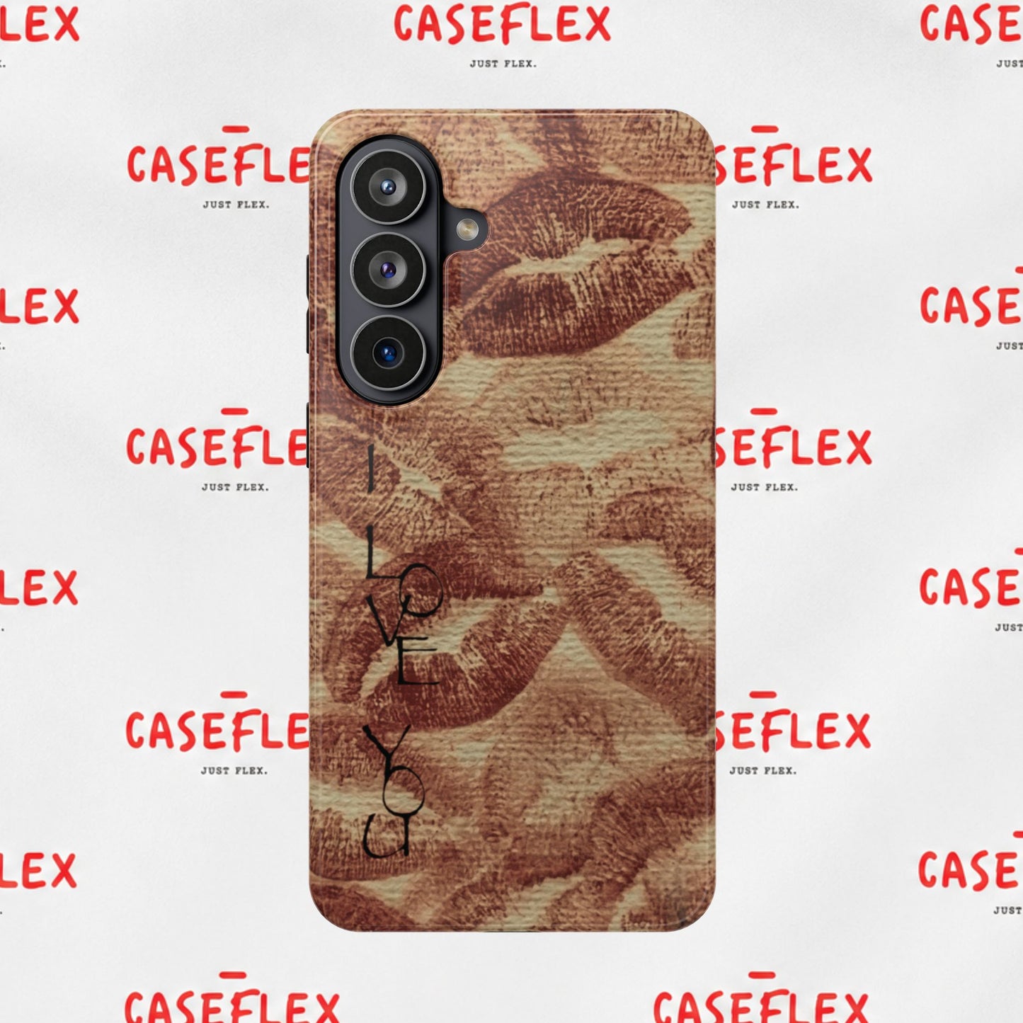 Kiss Print Impact-Resistant Phone Case — 'Love You' Vintage Lip Pattern