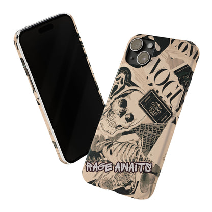Rage Awaits Skull Collage Slim Phone Case — Magnetic Impact Protection