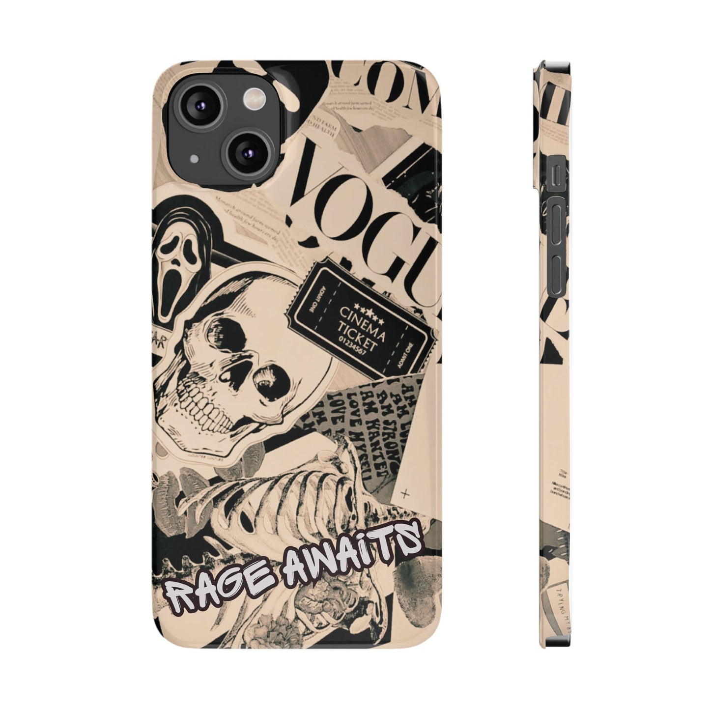 Rage Awaits Skull Collage Slim Phone Case — Magnetic Impact Protection