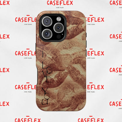 Kiss Print Impact-Resistant Phone Case — 'Love You' Vintage Lip Pattern