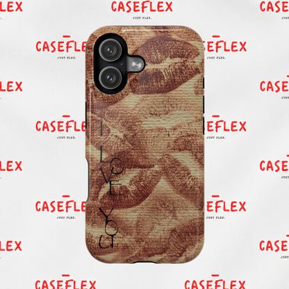Kiss Print Impact-Resistant Phone Case — 'Love You' Vintage Lip Pattern