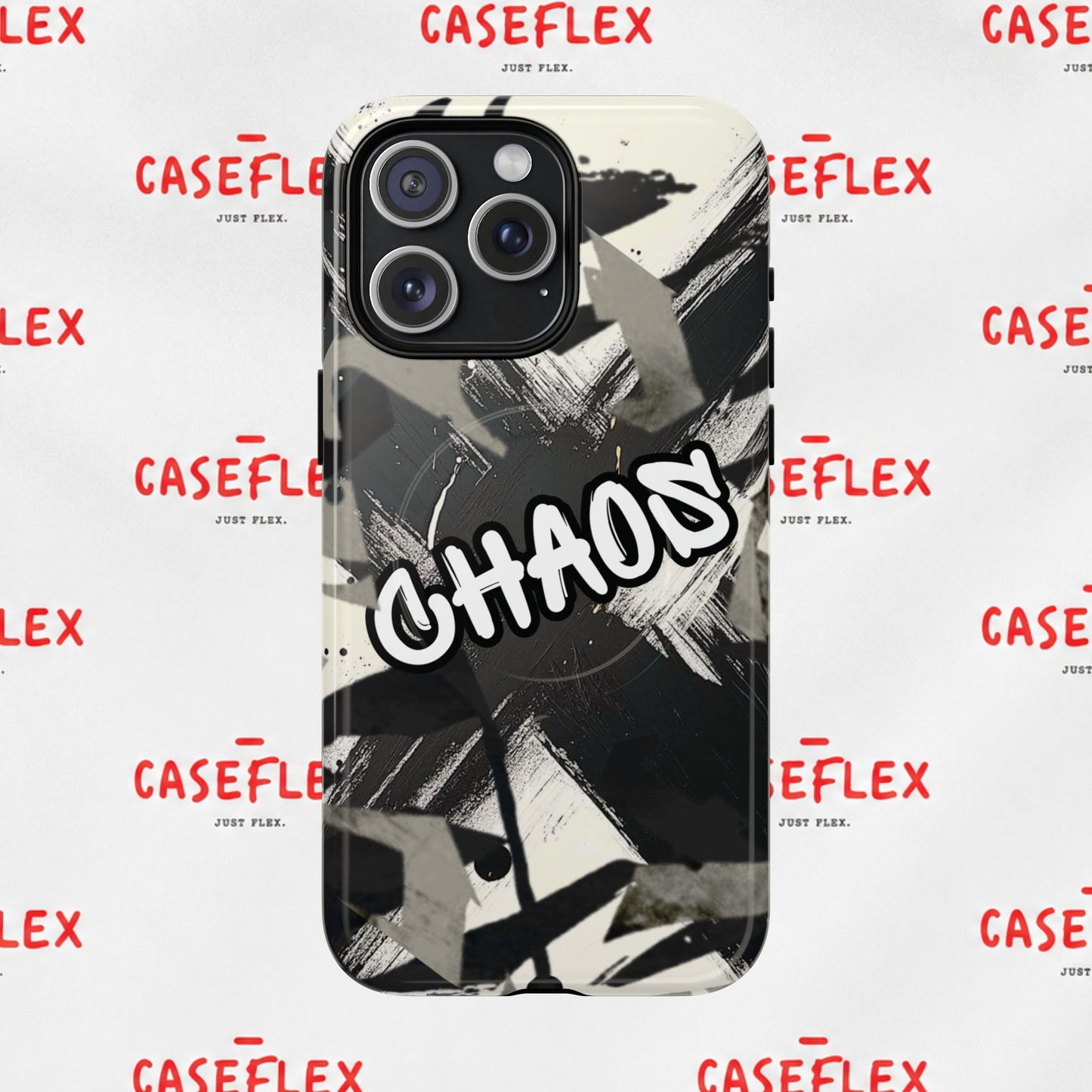 Black & White 'CHAOS' Graphic Tough Magnetic Case
