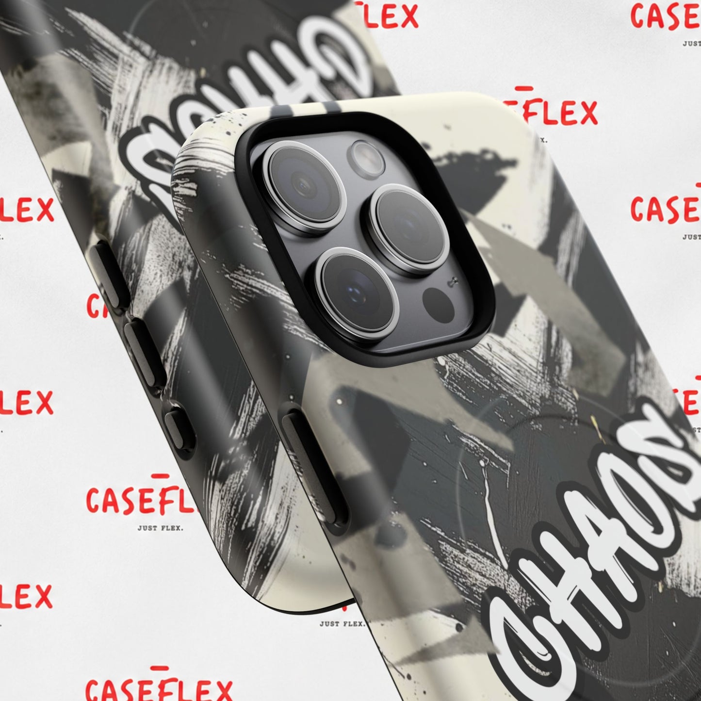 Black & White 'CHAOS' Graphic Tough Magnetic Case