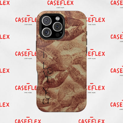 Kiss Print Impact-Resistant Phone Case — 'Love You' Vintage Lip Pattern