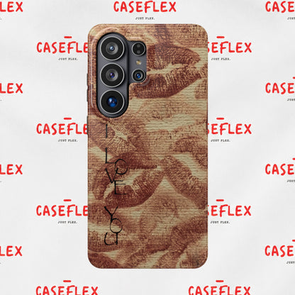 Kiss Print Impact-Resistant Phone Case — 'Love You' Vintage Lip Pattern
