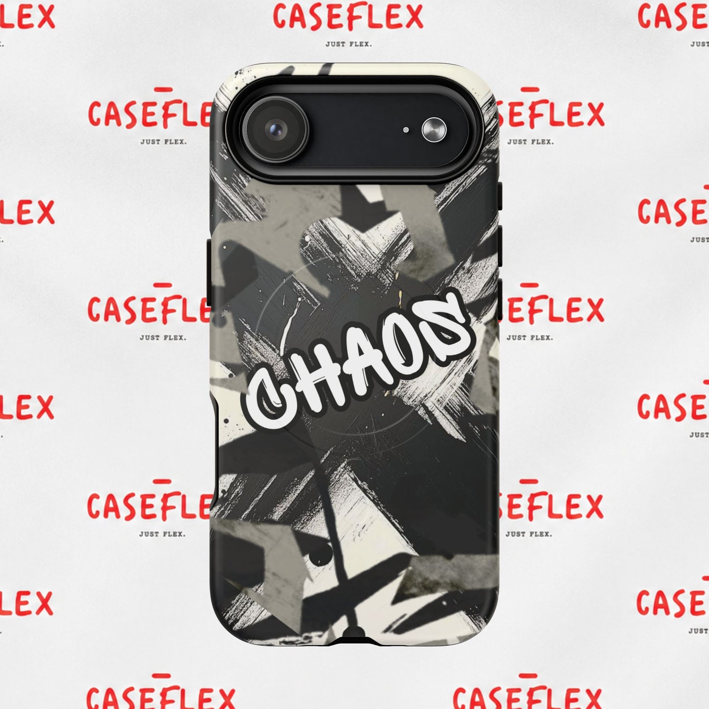 Black & White 'CHAOS' Graphic Tough Magnetic Case