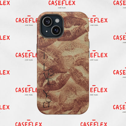 Kiss Print Impact-Resistant Phone Case — 'Love You' Vintage Lip Pattern