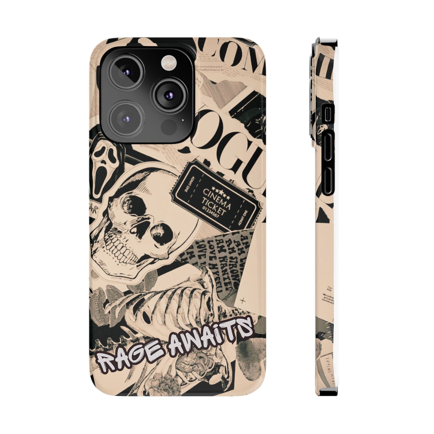 Rage Awaits Skull Collage Slim Phone Case — Magnetic Impact Protection