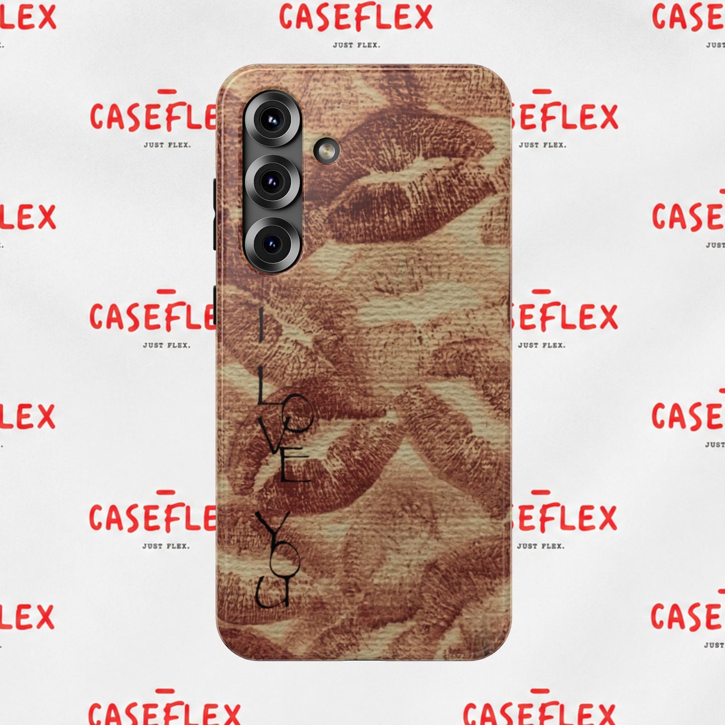 Kiss Print Impact-Resistant Phone Case — 'Love You' Vintage Lip Pattern
