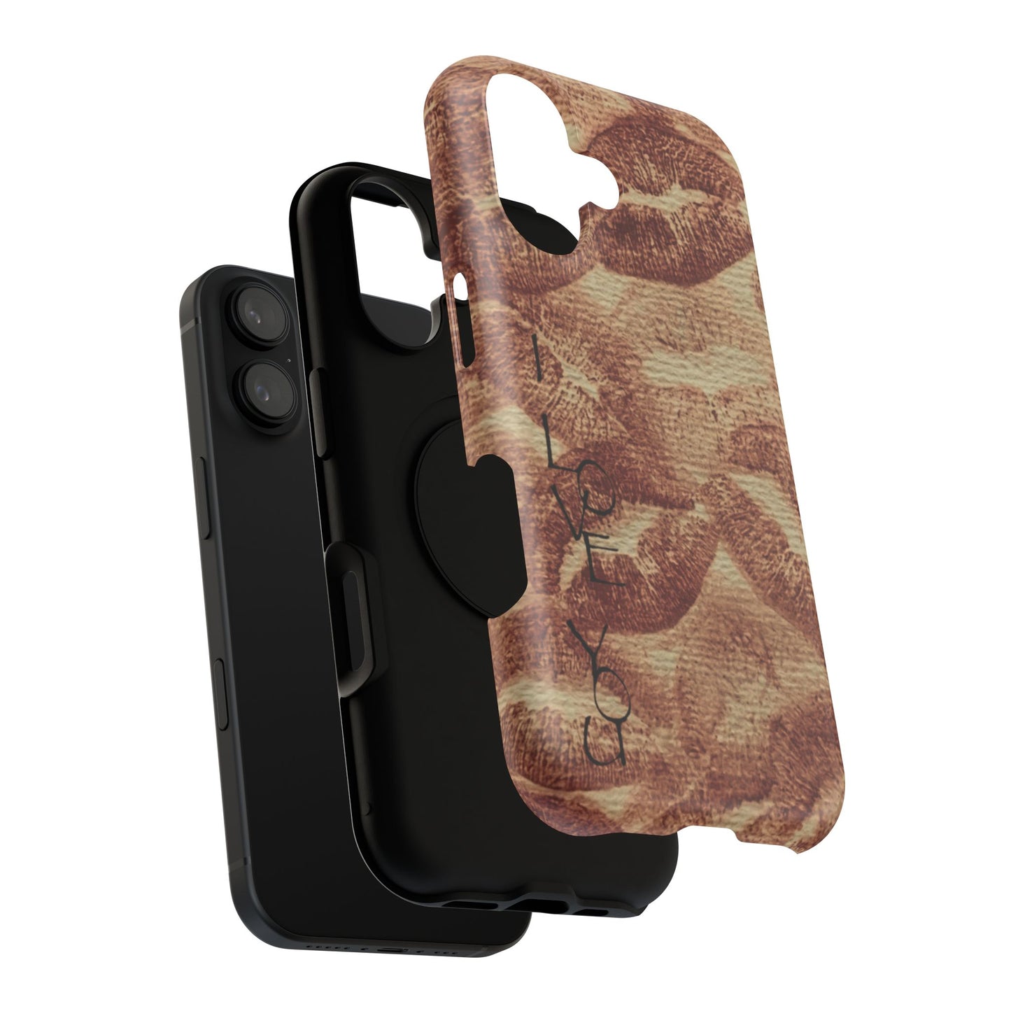 Kiss Print Impact-Resistant Phone Case — 'Love You' Vintage Lip Pattern