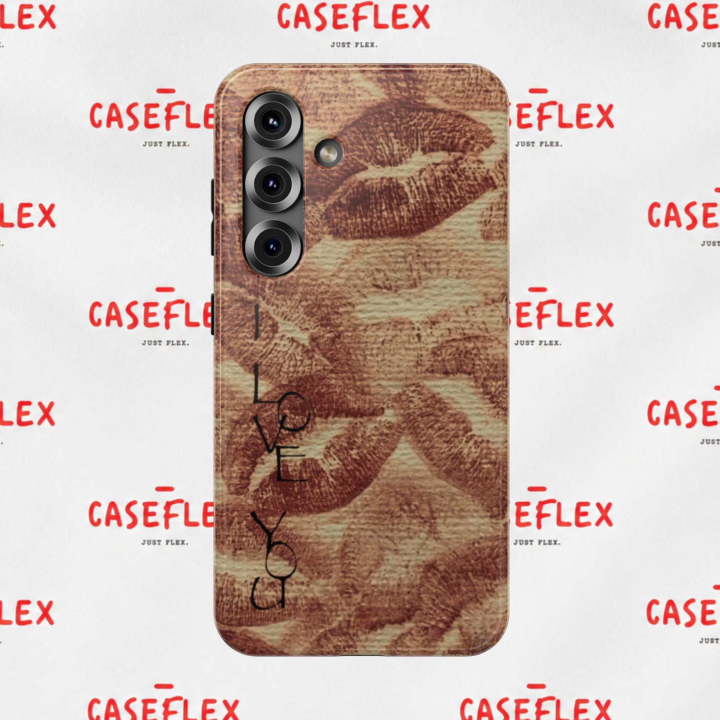 Kiss Print Impact-Resistant Phone Case — 'Love You' Vintage Lip Pattern
