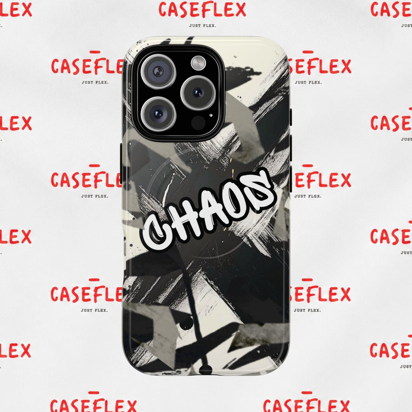 Black & White 'CHAOS' Graphic Tough Magnetic Case