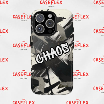Black & White 'CHAOS' Graphic Tough Magnetic Case