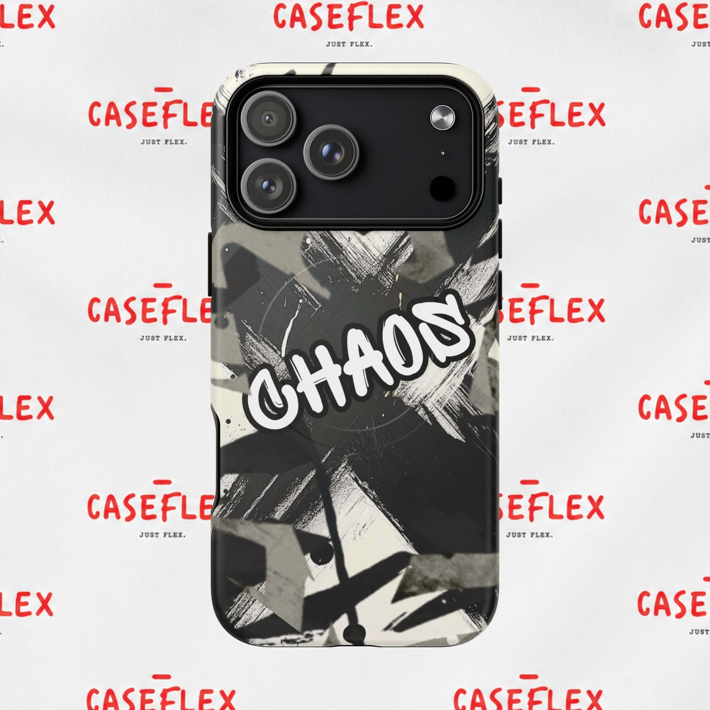Black & White 'CHAOS' Graphic Tough Magnetic Case