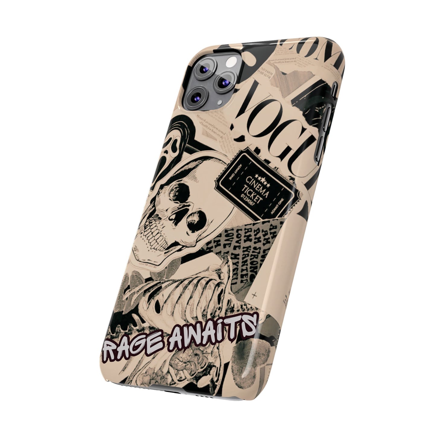 Rage Awaits Skull Collage Slim Phone Case — Magnetic Impact Protection