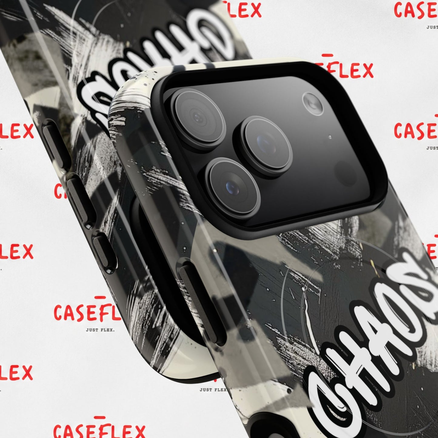 Black & White 'CHAOS' Graphic Tough Magnetic Case