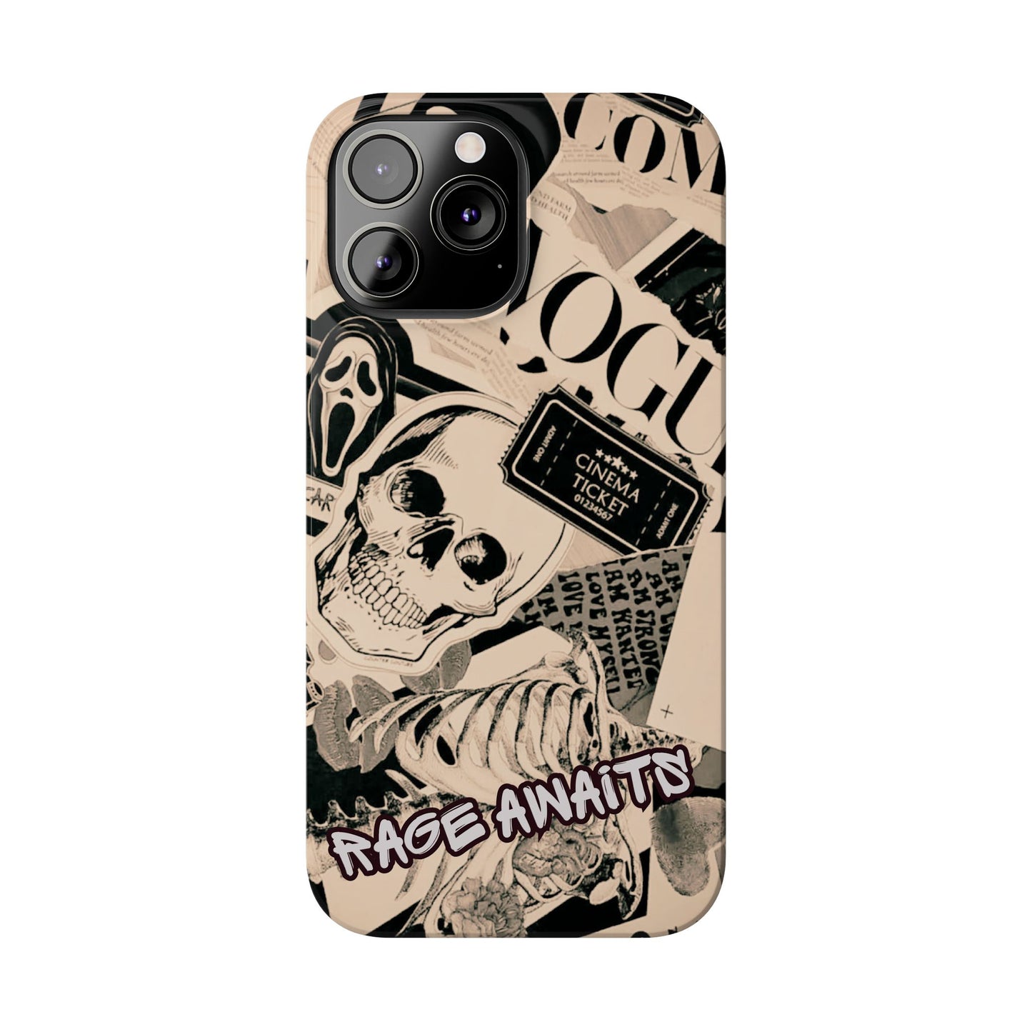 Rage Awaits Skull Collage Slim Phone Case — Magnetic Impact Protection