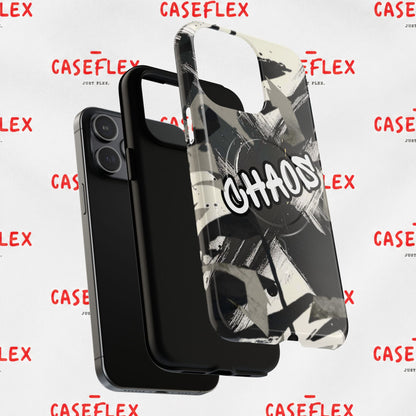 Black & White 'CHAOS' Graphic Tough Magnetic Case