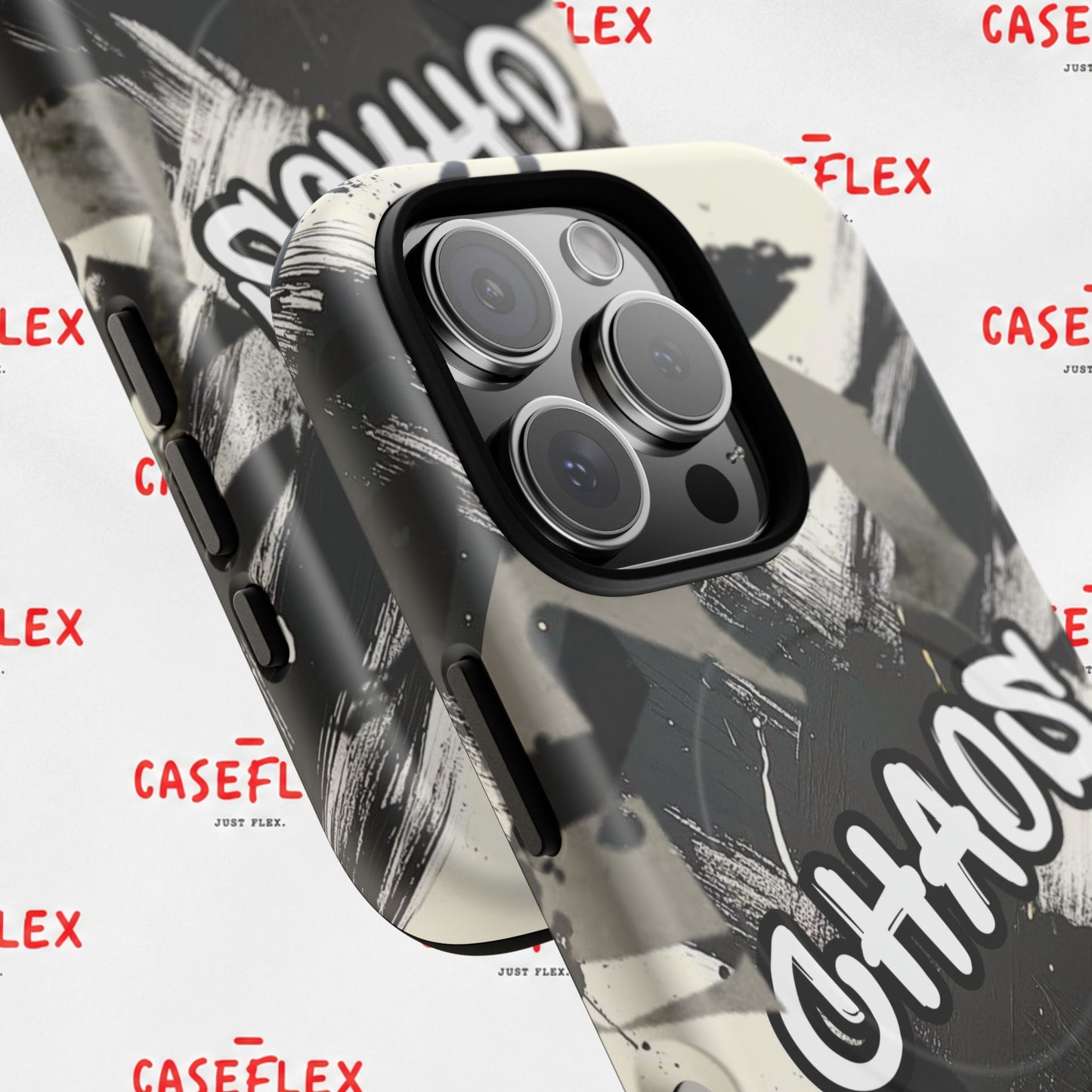 Black & White 'CHAOS' Graphic Tough Magnetic Case