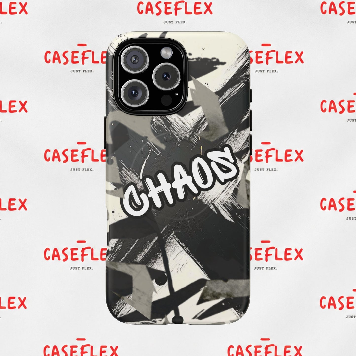 Black & White 'CHAOS' Graphic Tough Magnetic Case