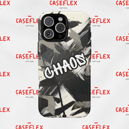Black & White 'CHAOS' Graphic Tough Magnetic Case