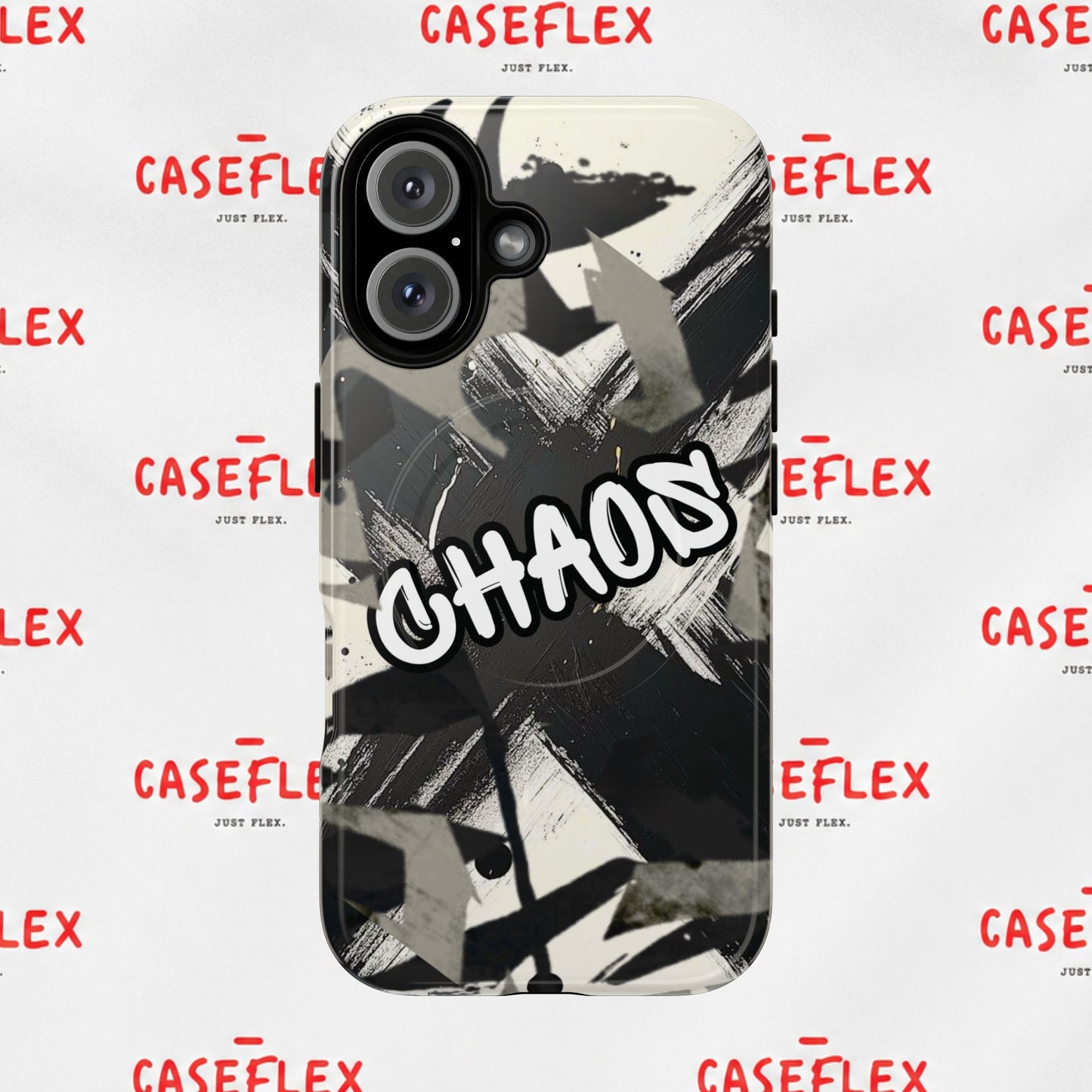 Black & White 'CHAOS' Graphic Tough Magnetic Case