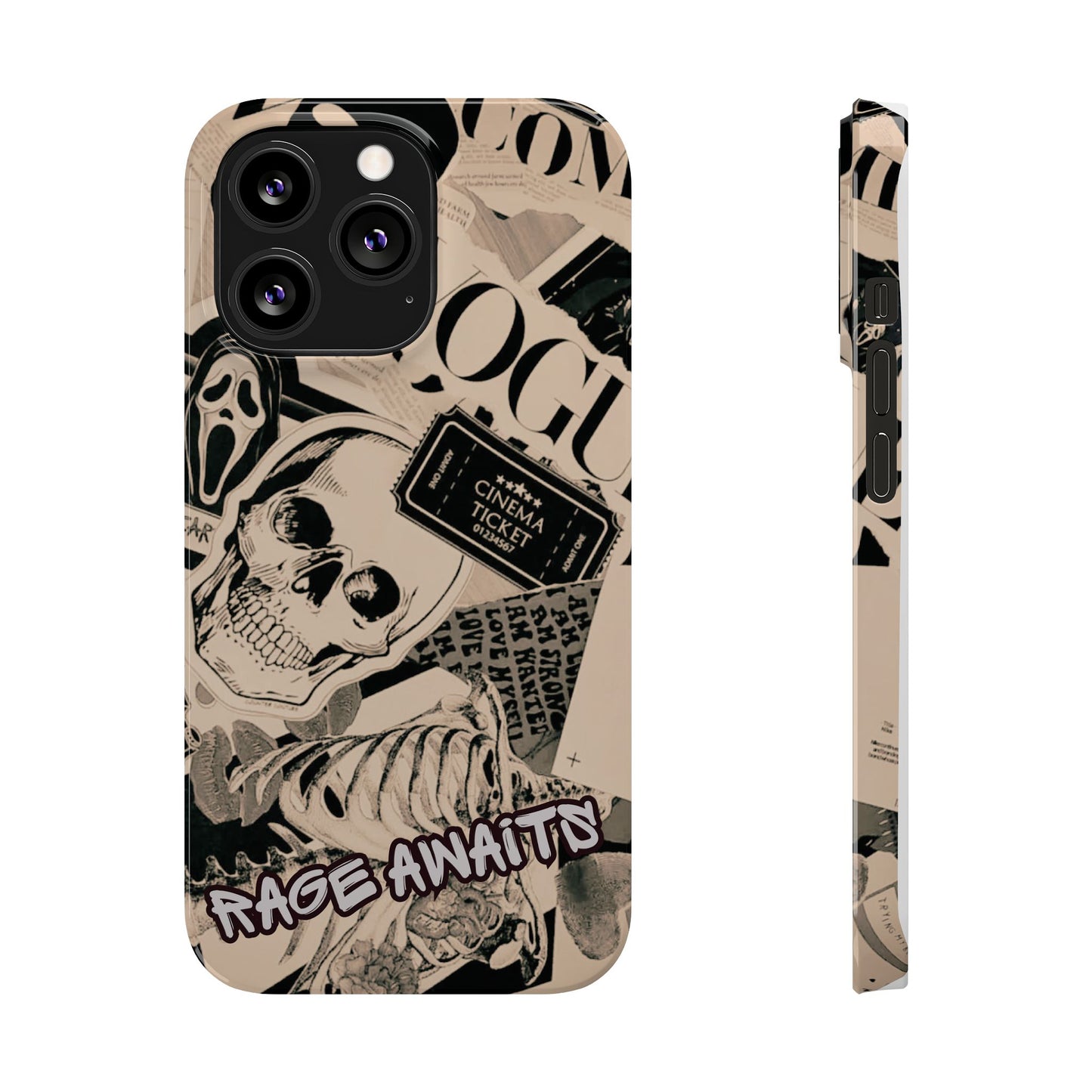 Rage Awaits Skull Collage Slim Phone Case — Magnetic Impact Protection