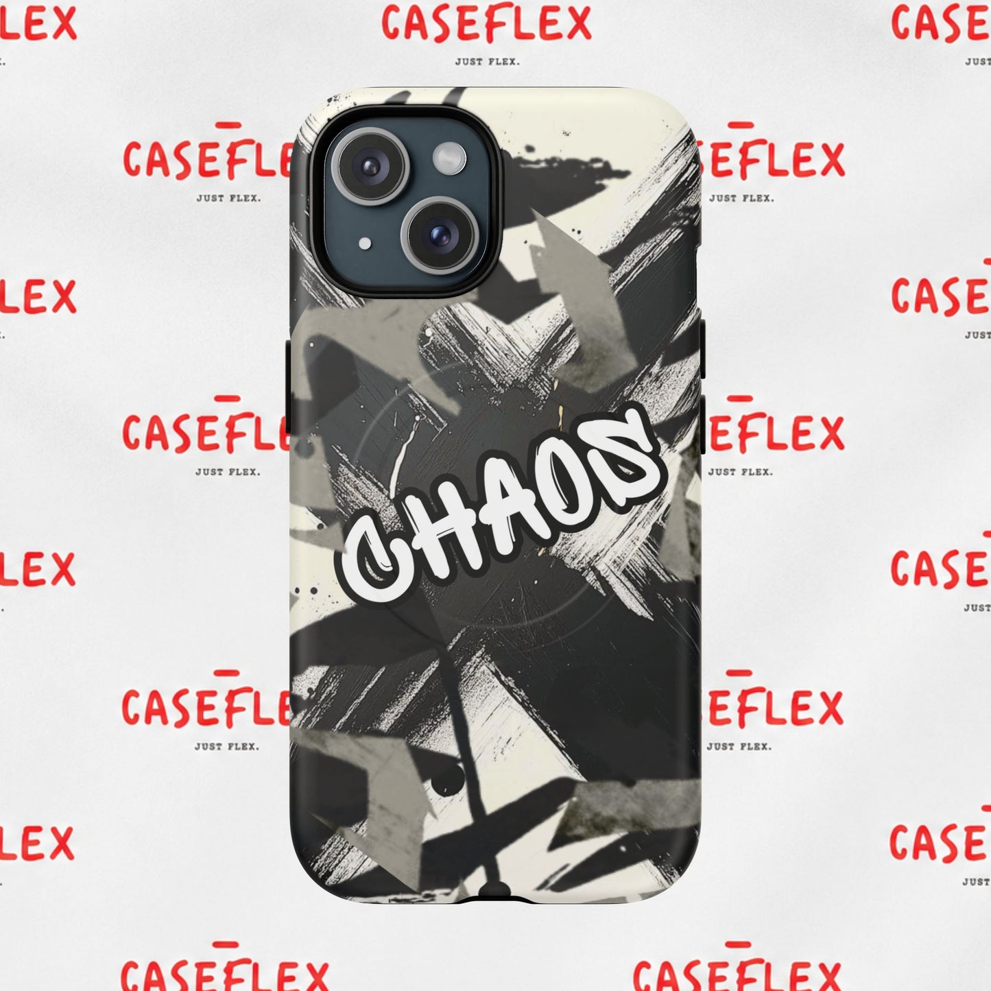 Black & White 'CHAOS' Graphic Tough Magnetic Case