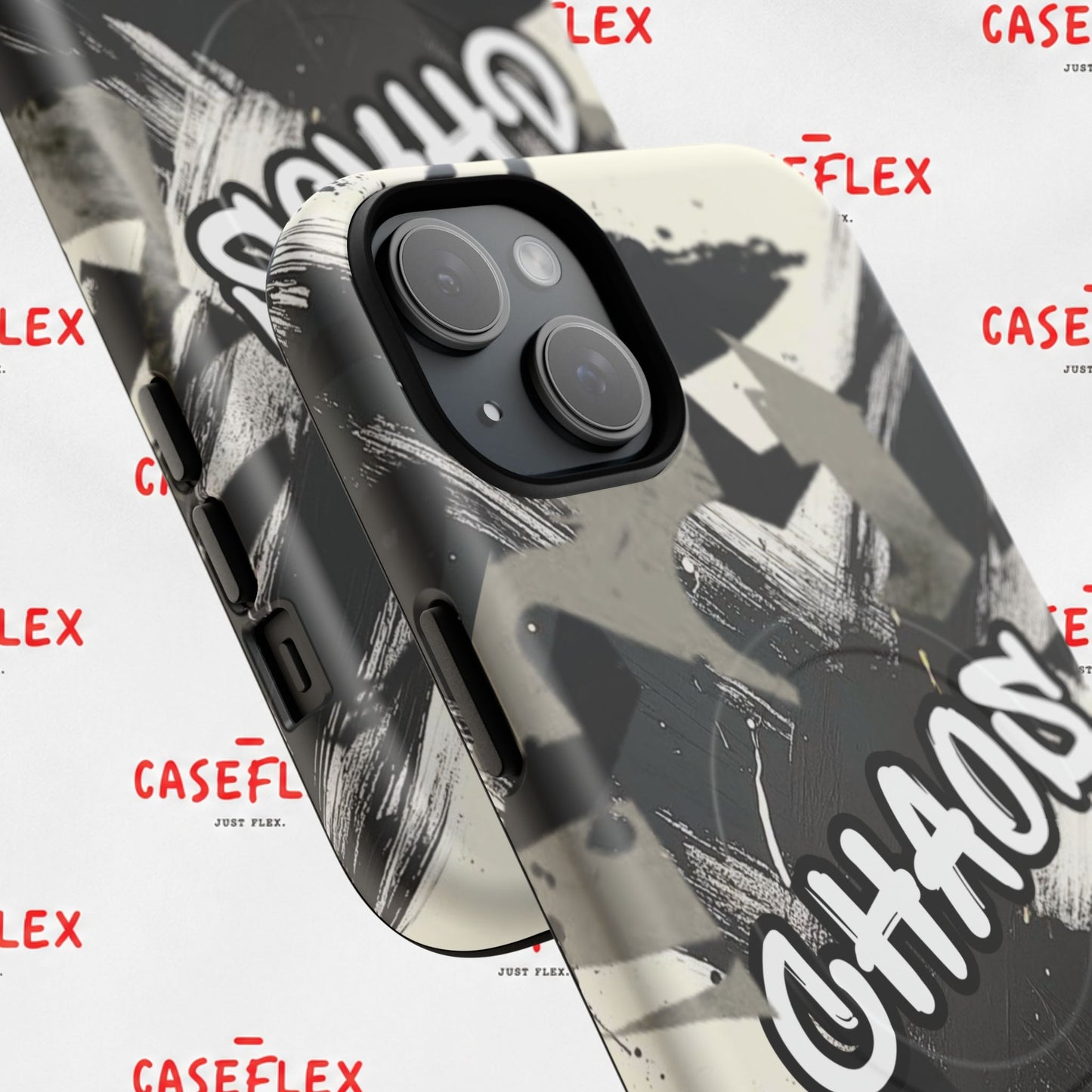 Black & White 'CHAOS' Graphic Tough Magnetic Case