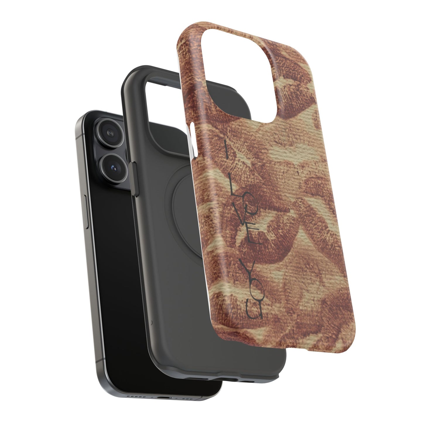 Kiss Print Impact-Resistant Phone Case — 'Love You' Vintage Lip Pattern