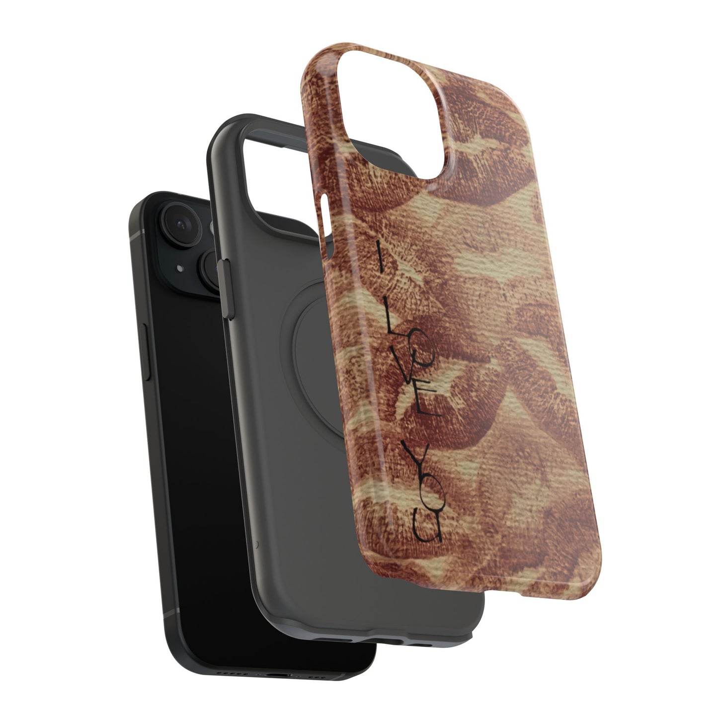 Kiss Print Impact-Resistant Phone Case — 'Love You' Vintage Lip Pattern